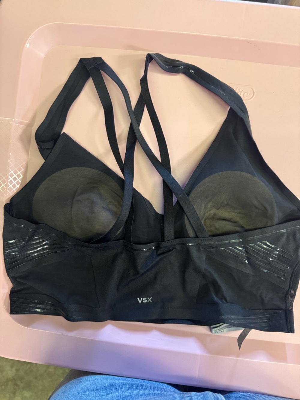Victoria’s Secet VSX NWOT Black Strappy Sports Bralette - Women Intimates Medium - Picture 2 of 4